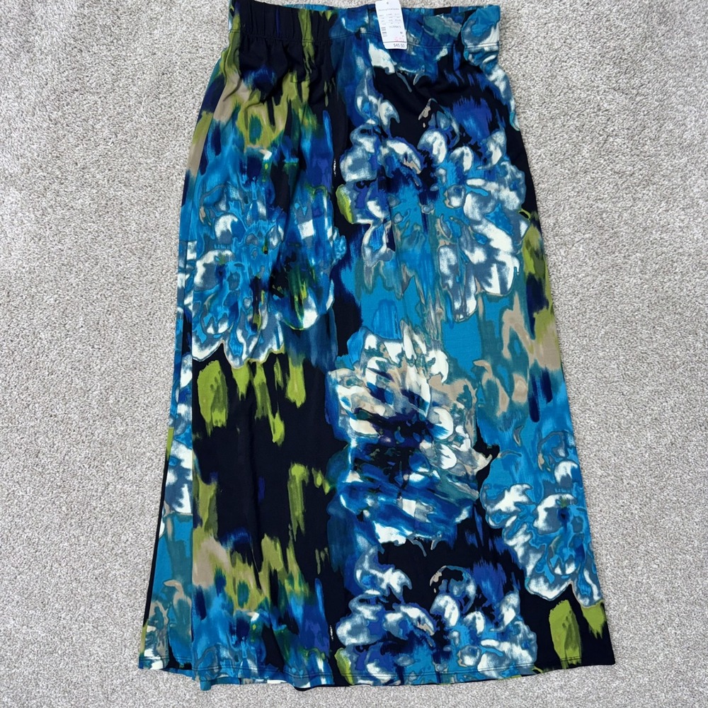Christopher & Banks Maxi Skirt Womens Medium RG AS 6171 Blue Floral NEW